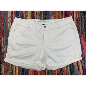 Lane Bryant White Short Shorts Womens 22 (44x5) Stretch Cuffed 5-Pocket Design